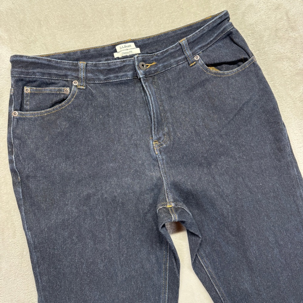 L.L.Bean Jeans Womens 12 Classic Fit Dark Wash Denim Stretch Mid Rise Inseam 30"